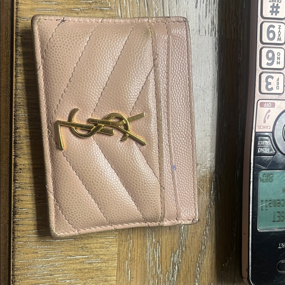 Yves Saint Laurent Blush Card Holder with Gold Emblem